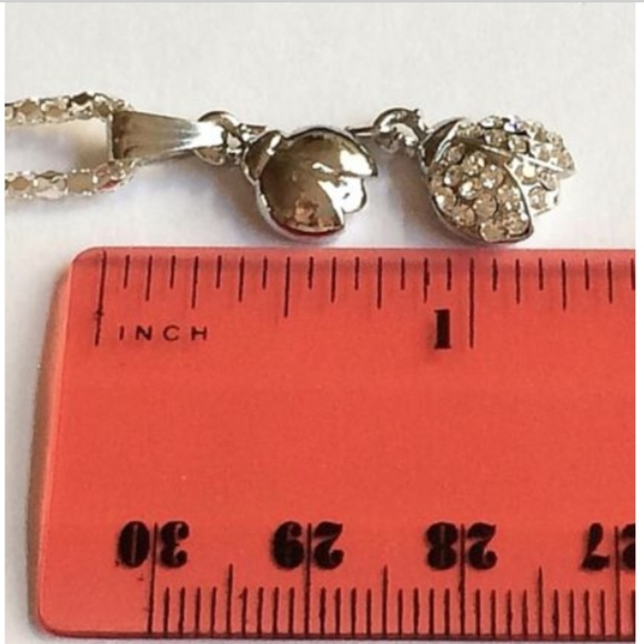 Silver Crystal Ladybug Necklace 20" Insect Mom & Baby Bugs Silver Plated - Picture 8 of 8